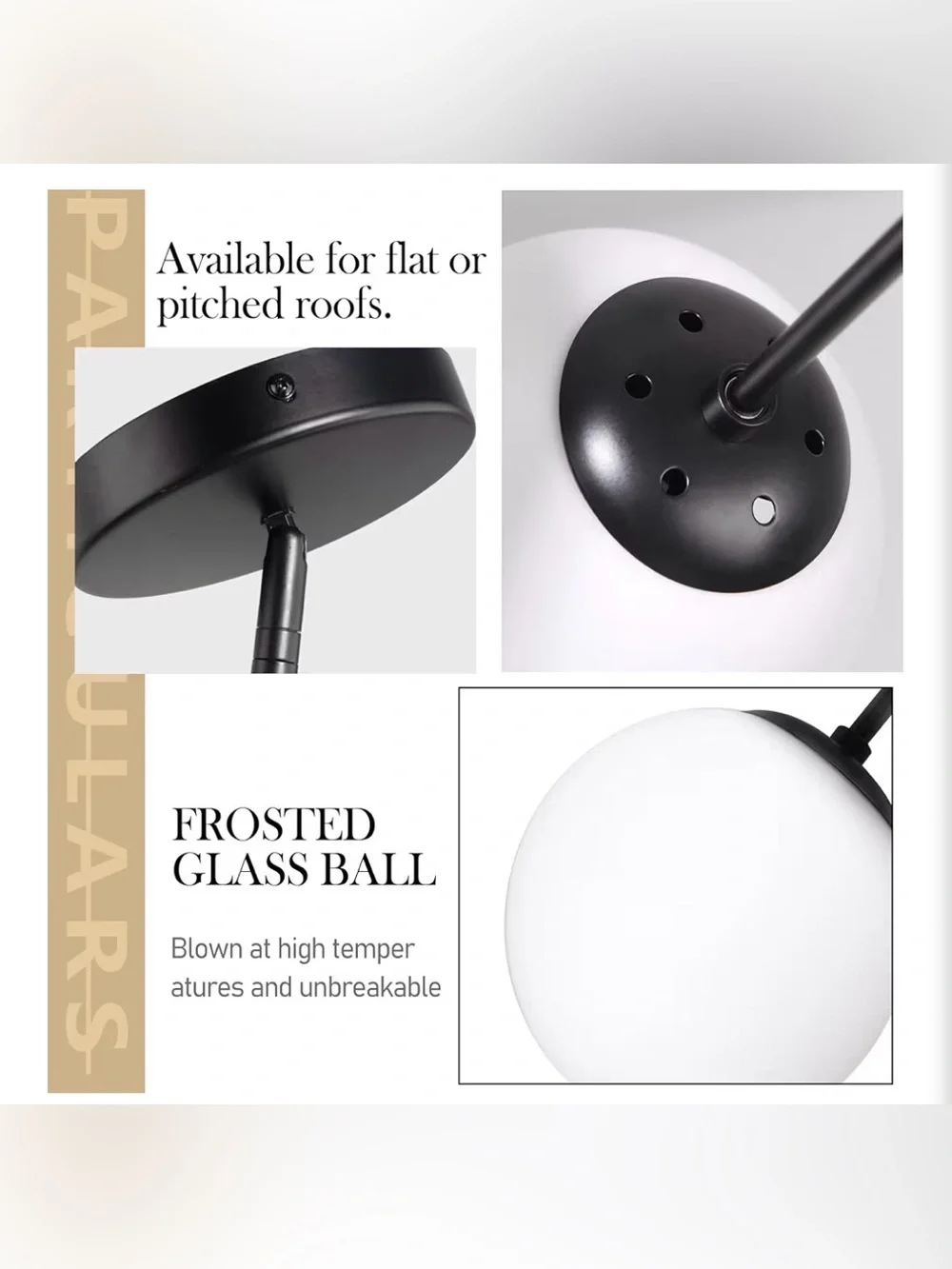 Modern Globe Pendant Light in White and Black8”
